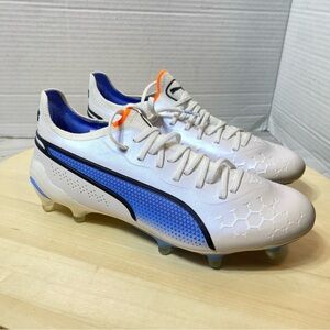 Puma  King Ultimate FG AG - 107262 01 - White Black Blue Women’s Size 6